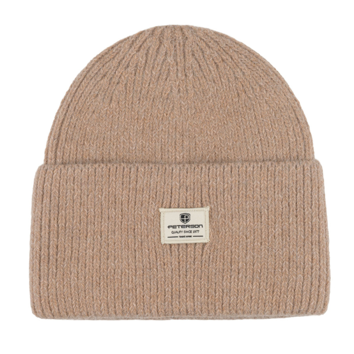 Căciulă beanie bej pentru femei, mărime universală, cu sigla mărcii - Peterson PTR-PTN HAT-10-5516 KHAK [5]