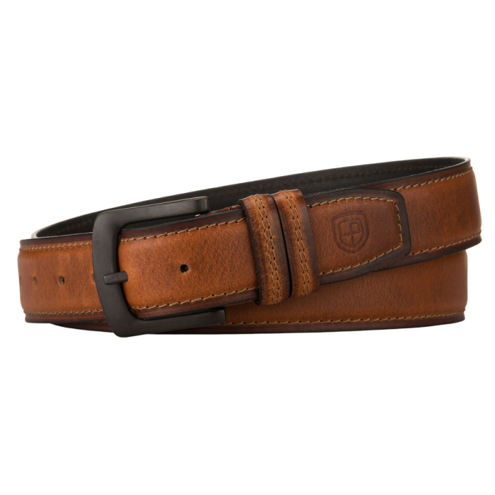 Curea bărbătească din piele maro cu cataramă clasică și două găici - Peterson PTR-PTN LTP-32 [2]