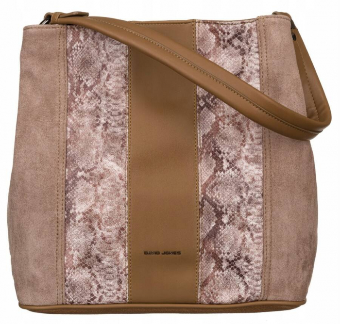 Geanta de dama din piele ecologica cu model de sarpe - David Jones 6885-4 CAMEL [2]