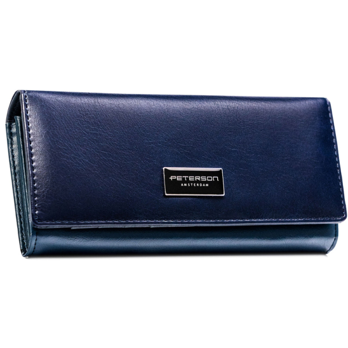 Portofel mare, orizontal, pentru femei, din piele naturală și ecologică, bleumarin - Peterson PTR-PTN PX24-F773 NAVY [2]