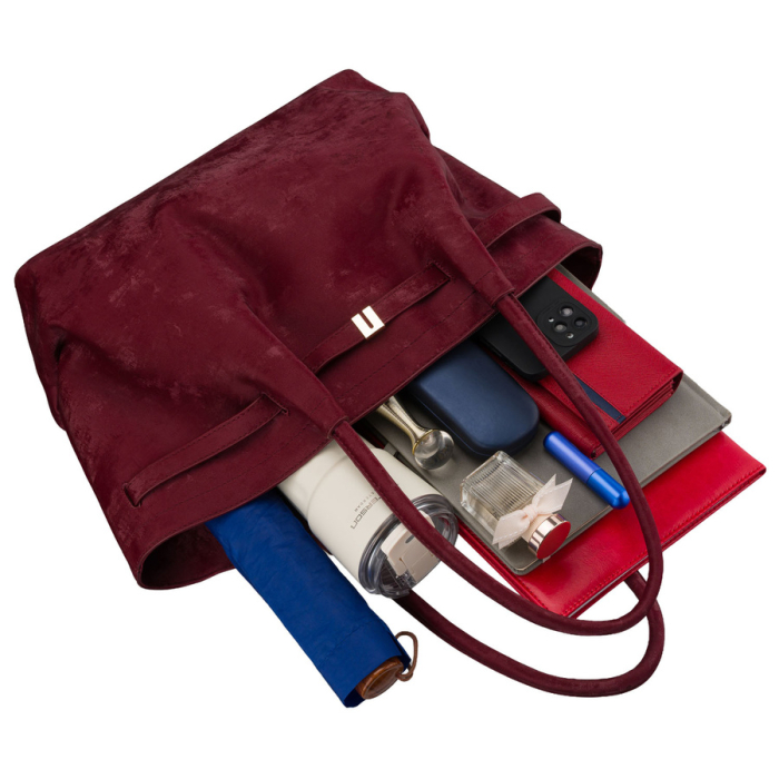 Geantă mare de damă tip shopper din piele ecologică bordo, cu un singur compartiment - Peterson PTR-PTN TOR-ALE-25 BURGU [8]