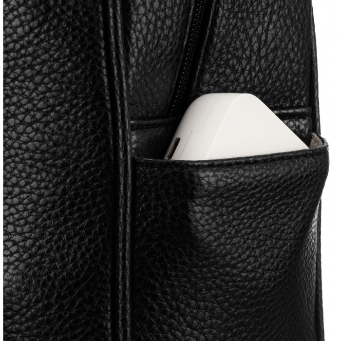 Rucsac elegant de damă, negru, mic, decorat cu matlasare și nituri argintii, piele ecologică Peterson PTN SPY-1-PIL BLACK [6]