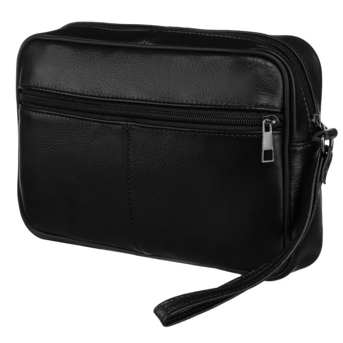 Geantă bărbătească din piele neagră cu buzunare exterioare și mâner - Rovicky PTR-R-13209-2105 BLACK [3]