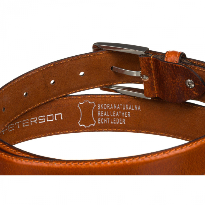Curea clasică din piele pentru bărbați - Peterson PTR-PTN LTP-CRU-85 TAN [6]