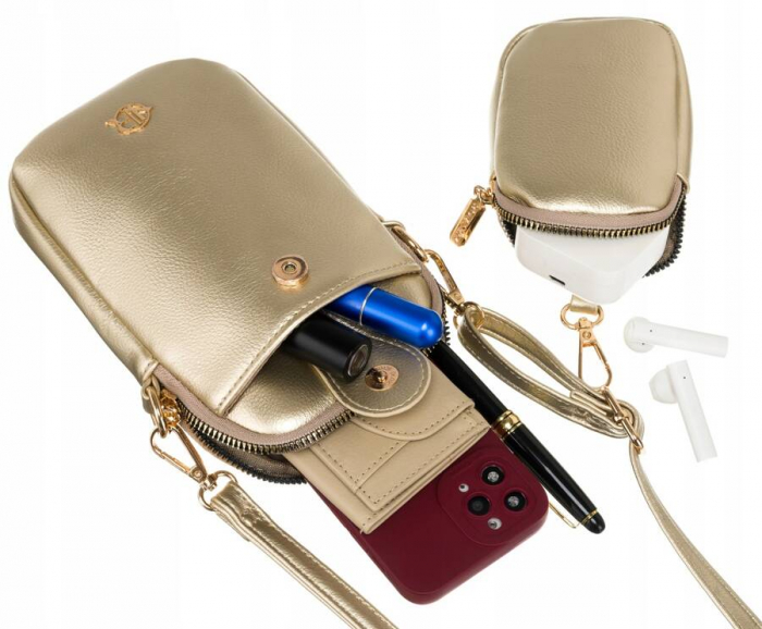 Mini geanta de dama cu o poseta suplimentara din piele ecologica - Rovicky PTR-R-KP-02-HRH-3976 GOL [7]