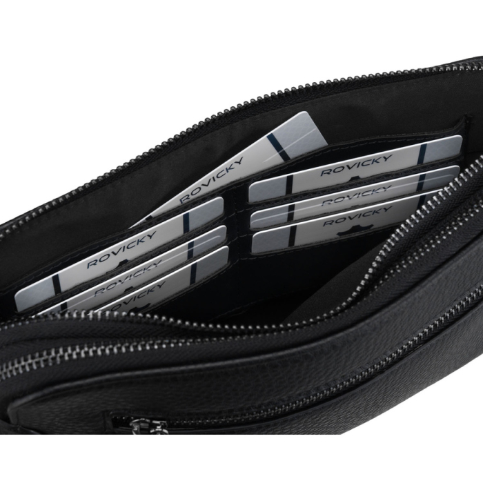 Geantă bărbătească clasică, neagră, din piele ecologică, cu fermoar - Rovicky PTR-R-SDR-01-1631 BLACK [6]