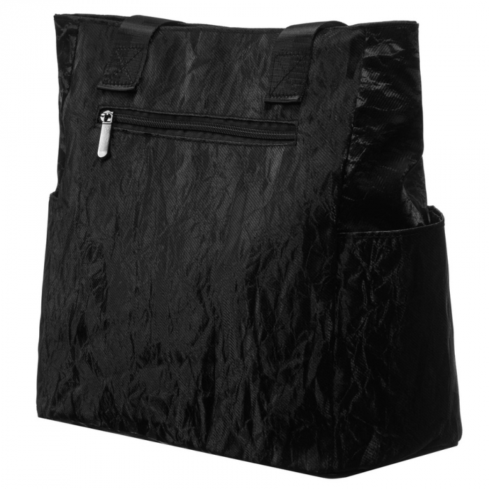 Geantă mare de damă neagră din poliester cu model, cu închidere cu fermoar - Rovicky PTR-R-TZ-01-2356 BLACK W [3]