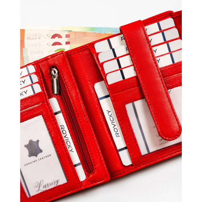 Portofel dama din piele naturala Rovicky PTR-R-D1503-NCD-BL RED [9]