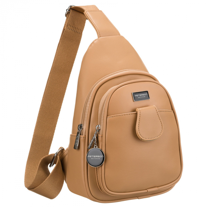 Geantă de umăr sport bej pentru femei, geantă crossbody, din piele ecologică, Peterson PTR-PTN SSY-1-PIL BAIGE [2]