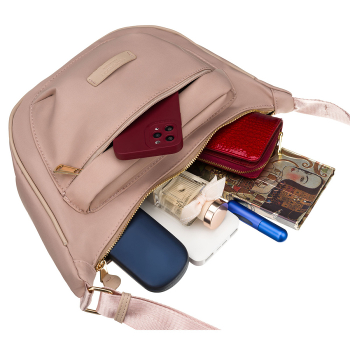 Geantă de damă roz din nailon cu închidere cu fermoar - Peterson PTR-PTN JN-14-0313 PINK [13]