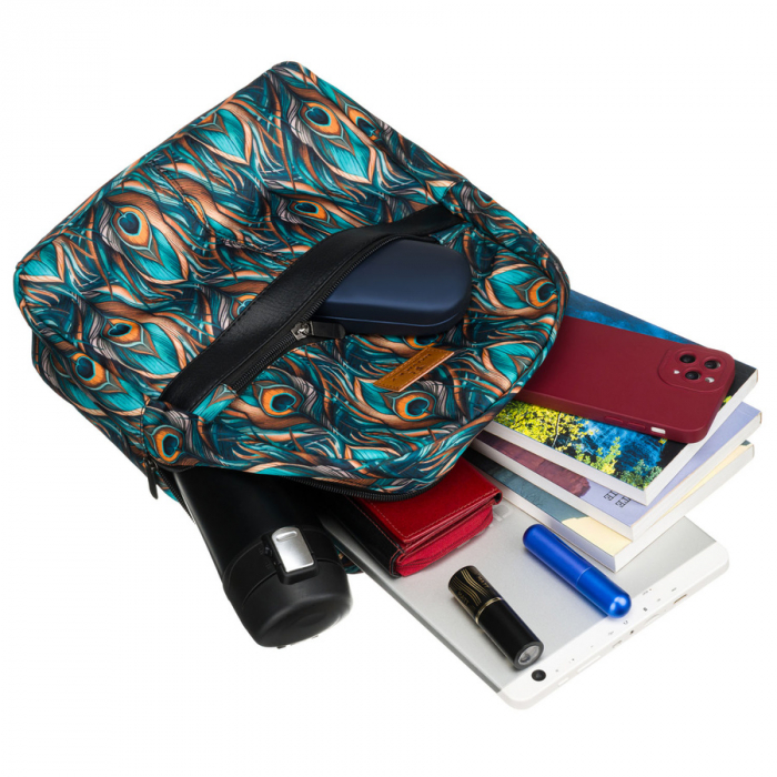 Rucsac de damă din poliester multicolor cu un model modern cu pene de păun - Rovicky PTR-R-PL15601-8985 18 [5]