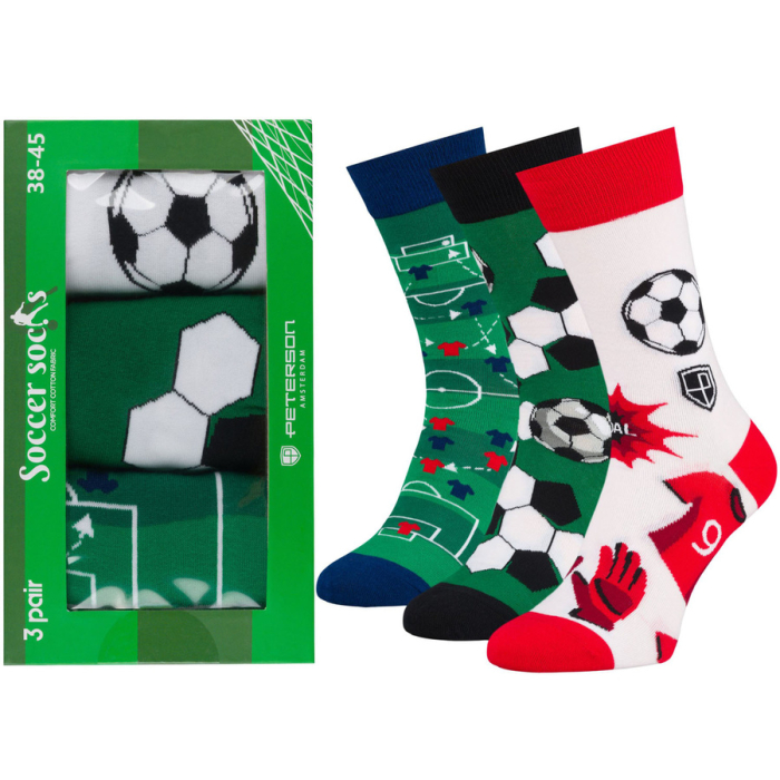 Set de șosete bărbătești cu motiv de fotbal, mărimile 38-44 - Peterson PTR-PTN SML-S3W-FB-38-44 [2]
