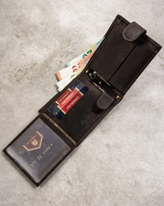 Set cadou portofel barbati din piele naturala si breloc Peterson PTR-PTN SET-M-N994L-CHM [8]