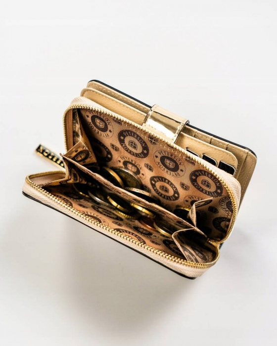 Portofel dama din piele naturala Peterson PTR-PTN 1N-602-6877 GOLD [9]