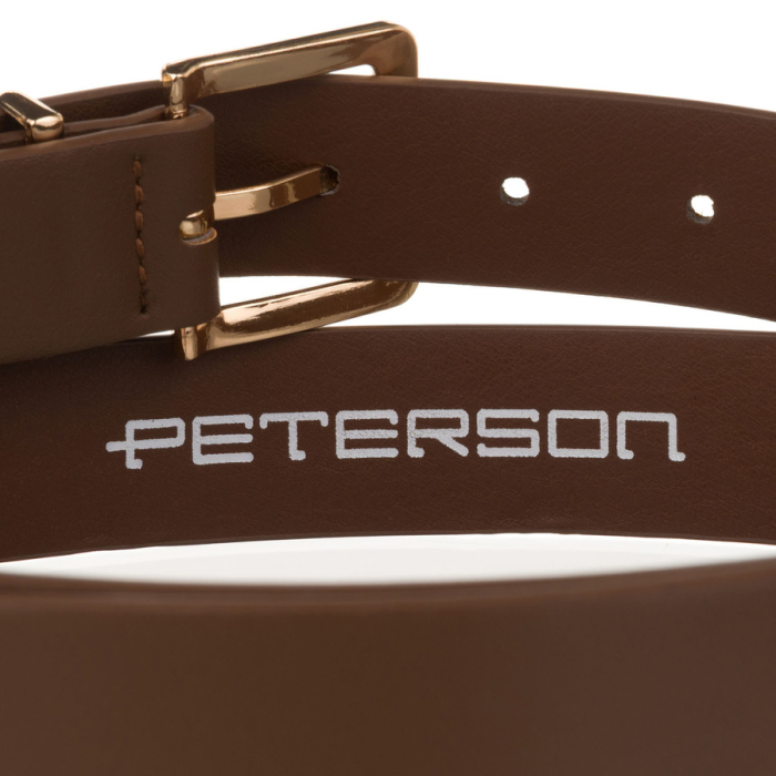 Curea îngustă de damă din piele ecologică kaki cu cataramă aurie - Peterson PTR-PTN STU-16G1 [5]