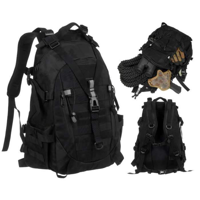 Rucsac militar sport negru cu bretele reglabile - Peterson PTR-PTN BL075-8076 BLACK [1]