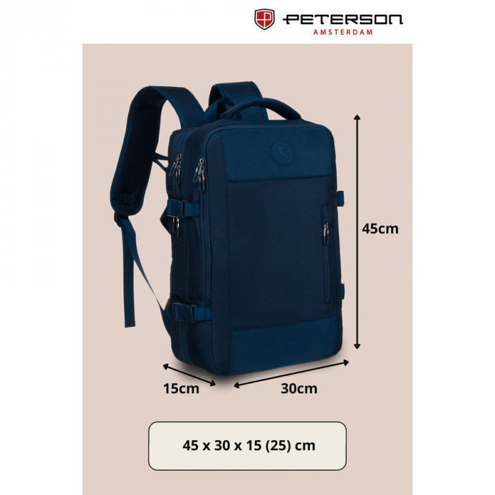 Rucsac de călătorie bleumarin cu port USB - Peterson PTR-PTN 24421-5098 NAVY [3]