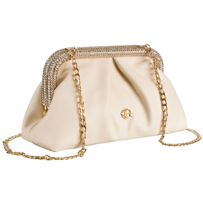 Geantă tip clutch bej pentru femei, din piele ecologică, suspendată pe un lanț - Rovicky PTR-R-XS020-4160 BEIGE [1]