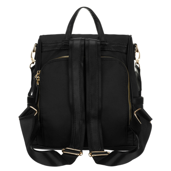 Rucsac negru de damă din nailon și piele ecologică cu bretele reglabile - Peterson PTR-PTN JN-12-0191 BLACK [11]