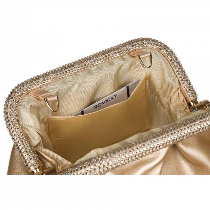 Geantă tip clutch de damă din piele ecologică, de culoare aurie - Rovicky PTR-R-XS020-4177 CHAMPAG [8]