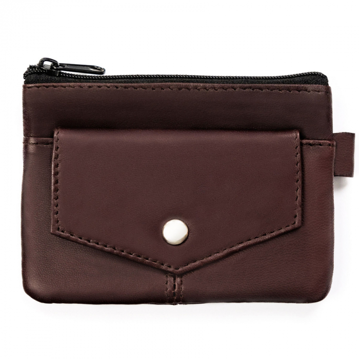 Husa maro din piele naturala cu buzunare cu fermoar PTR-KC-01-PDM BROWN [1]