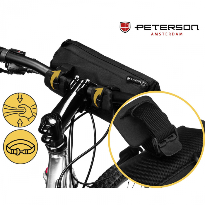 Geantă de bicicletă neagră, impermeabilă, pentru ghidon - Peterson PTR-PTN ML08-FAB-7684 BL [6]