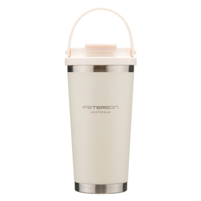 Cană termică practică din oțel inoxidabil ecru cu mâner practic, capacitate 560 ml - Peterson [5]