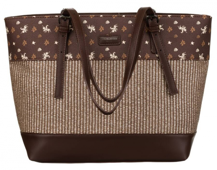 Geantă shopper mare de damă cu mânere reglabile - David Jones PTR-6875-4 BRO [2]