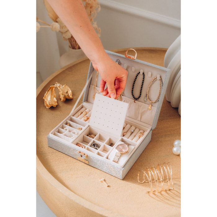 Cutie de bijuterii din argint cu spațiu dedicat pentru ceas, încuiabilă cu cheie și zăvor - Peterson PTR-PTN SZK-13-6001 BL-S [7]