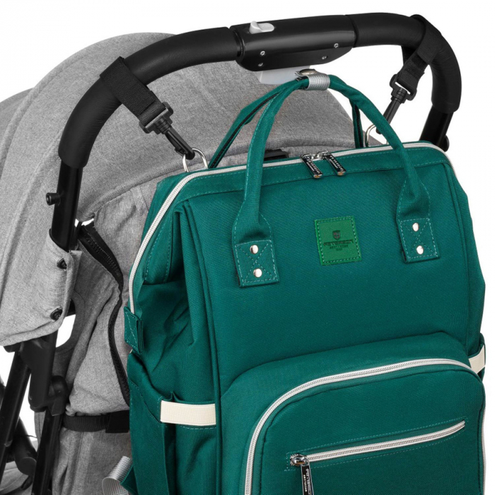 Rucsac multifunctional pentru mamici cu buzunare cu fermoar de culoare verde - Peterson PTR-PTN MB1-5985 GREEN [4]