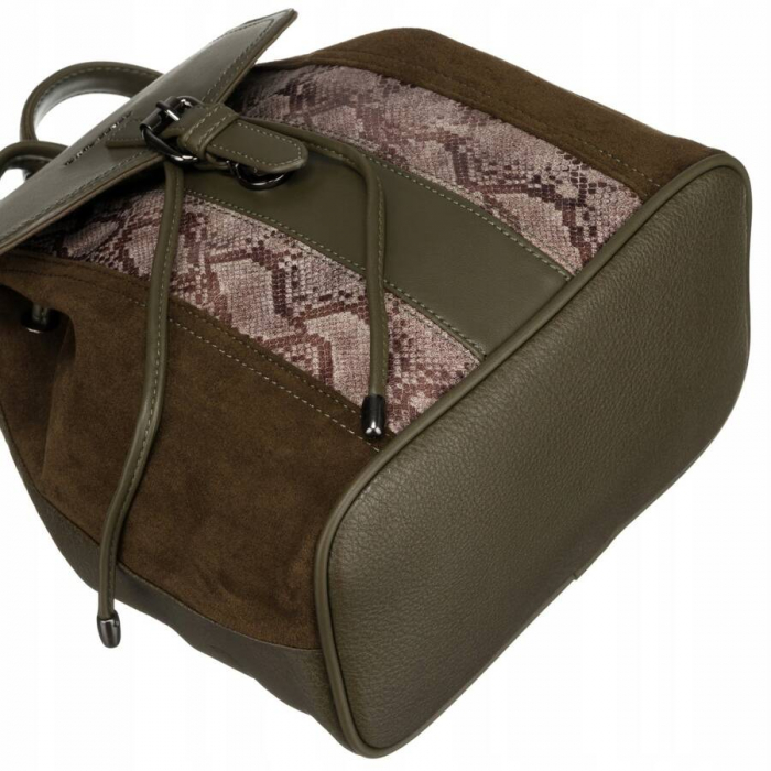 Rucsac de damă din piele ecologică cu clapă - David Jones PTR-6885-2 KHAKI [9]