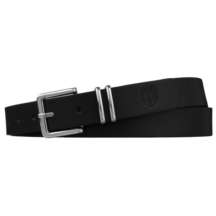 Curea de damă neagră, îngustă, din piele ecologică, cu cataramă argintie - Peterson PTR-PTN STU-17S1 [2]