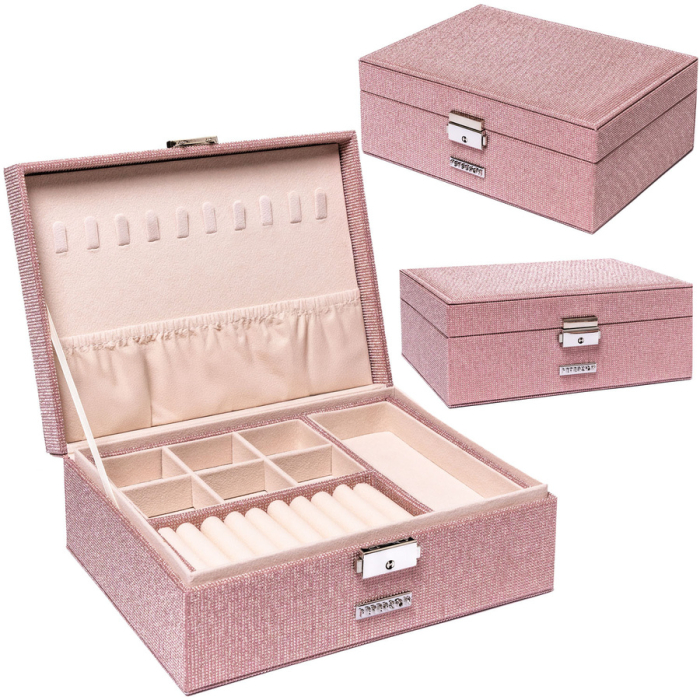 Cutie de bijuterii roz cu cheie și închidere cu zăvor - Peterson PTR-PTN SZK-11-5950 ROSE [1]