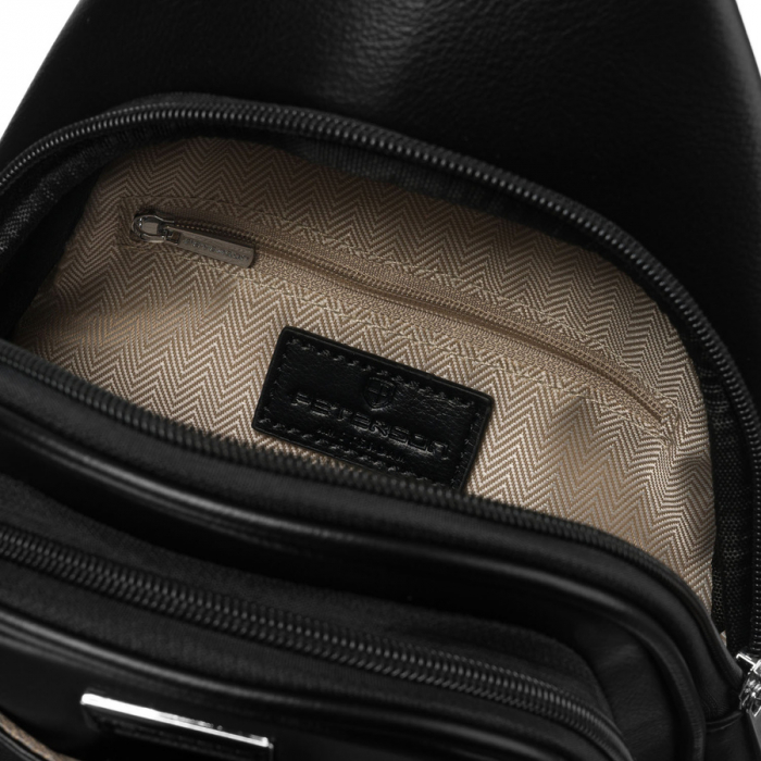 Geantă funcțională neagră pentru femei cu curea lată reglabilă, geantă crossbody, piele ecologică, Peterson PTR-PTN SSY-1-PIL BLACK [6]