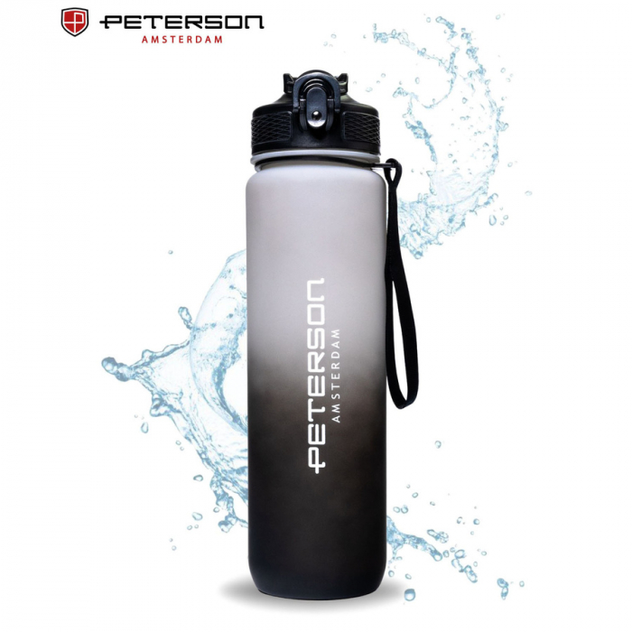 Sticlă de apă alb-negru de 1000 ml cu pai - Peterson PTR-PTN HY-8014-1L-9591 [7]