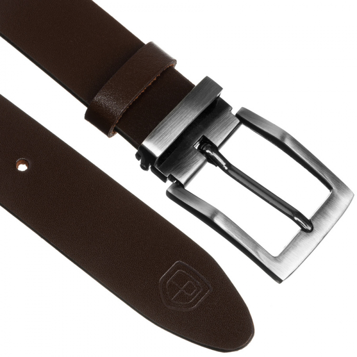 Curea bărbătească lată din piele naturală cu cataramă clasică - Peterson PTR-PTN LTP-TEX-85 BR [5]