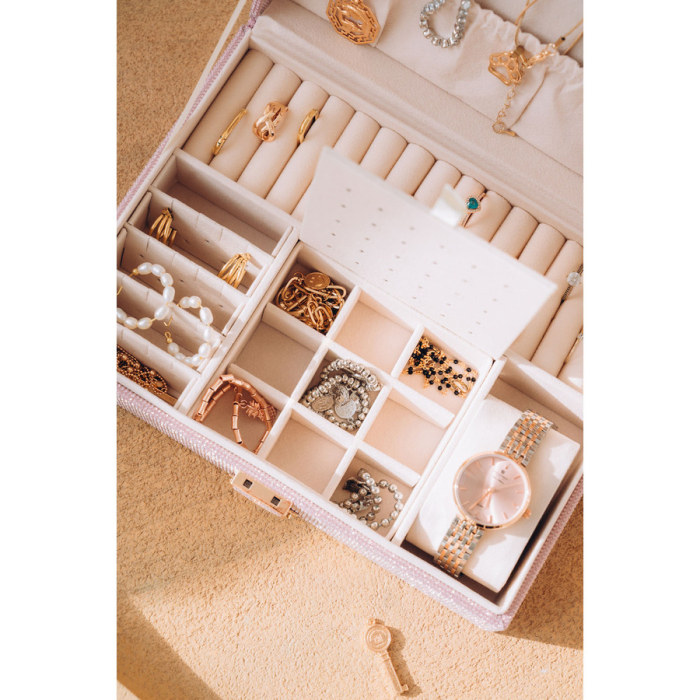 Cutie de bijuterii roz cu spațiu dedicat pentru un ceas - Peterson PTR-PTN SZK-13-5998 ROSE [9]