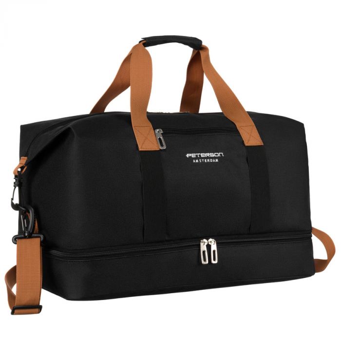 Geantă de călătorie neagră din poliester cu curea de umăr detașabilă - Peterson PTR-PTN 23145-8199 BLACK [1]
