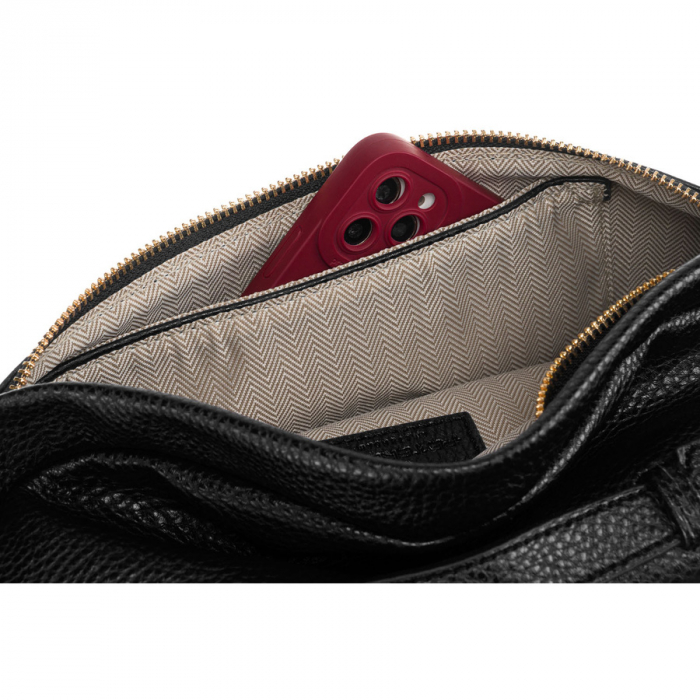 Geantă clasică neagră pentru femei, tip borseta, geantă de umăr sau geantă crossbody, piele ecologică, Peterson PTR-PTN SSY-2-F19 BLACK [7]