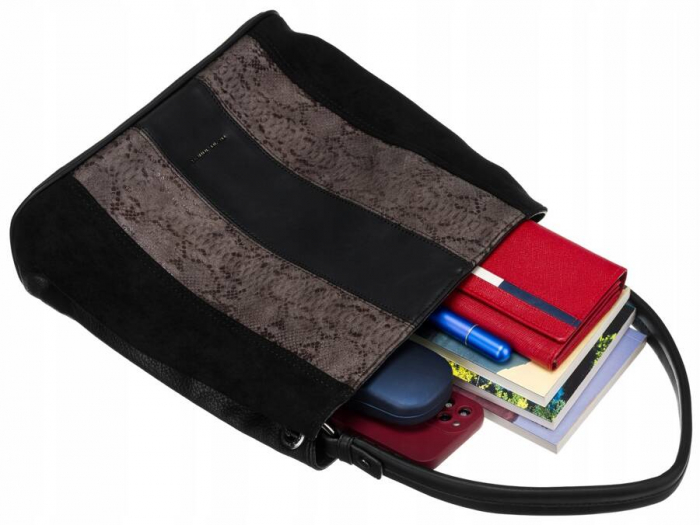 Geanta de dama din piele ecologica cu model de sarpe - David Jones PTR-6885-4 BL [7]