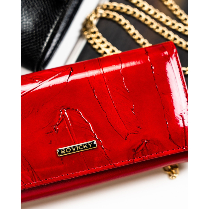 Portofel mare de damă din piele lăcuită, confecționat din piele naturală și ecologică, închidere clasică cu capsă orizontală, protecție RFID - Rovicky PTR-RPN-27-YM-5821 [4]