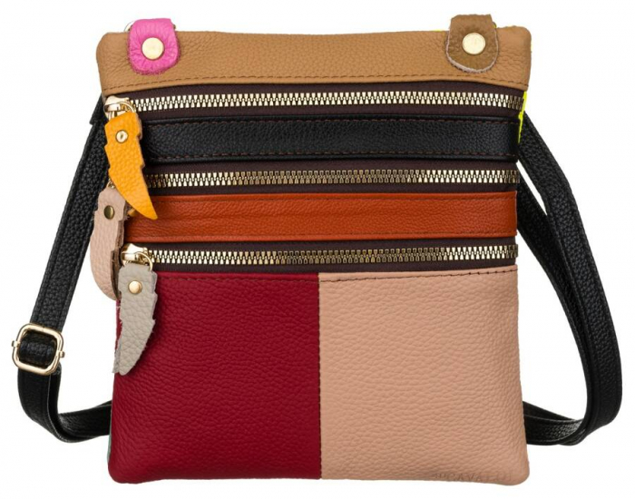 Geanta de dama patchwork din piele naturala PTR-1718-SKL-6922 MULTI [2]