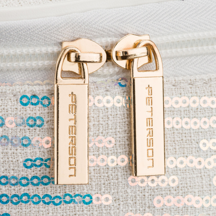 Geantă cosmetică albă din material sintetic, decorată cu paiete, prevăzută cu un mâner confortabil - Peterson PTR-PTN KOS-DA-18-3521 W [5]