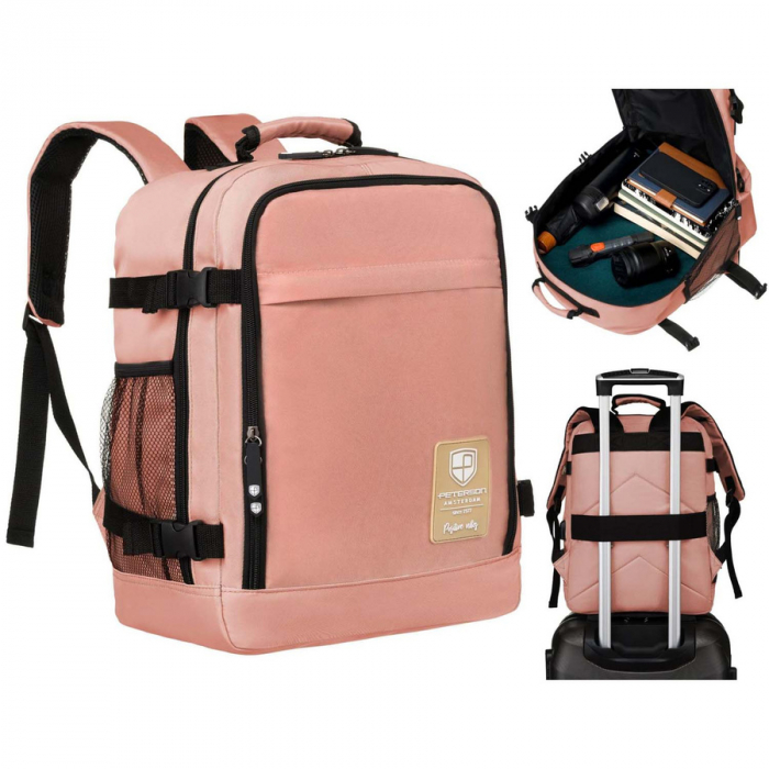 Rucsac spațios, pentru cabină de călătorie, cu port USB în culoarea roz - Peterson PTR-PTN APP-6653 PINK [2]