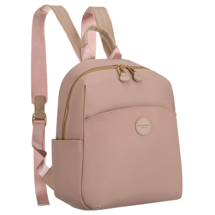 Rucsac mic de damă din nailon și piele ecologică roz - Peterson PTR-PTN JN-17-0436 PINK [1]