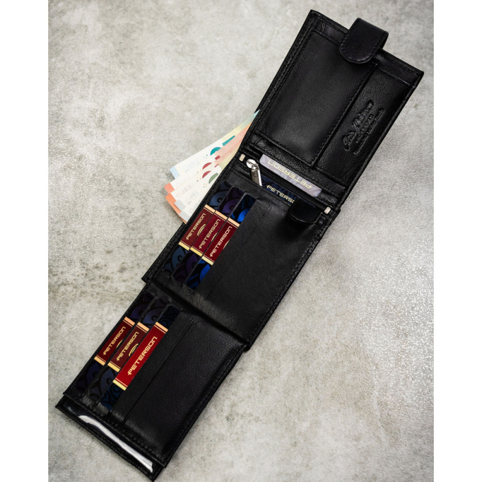 Set cadou: Portofel orizontal din piele neagră și curea reversibilă cu catarame interschimbabile - Peterson - Lorenzo – Heritage Leather [8]