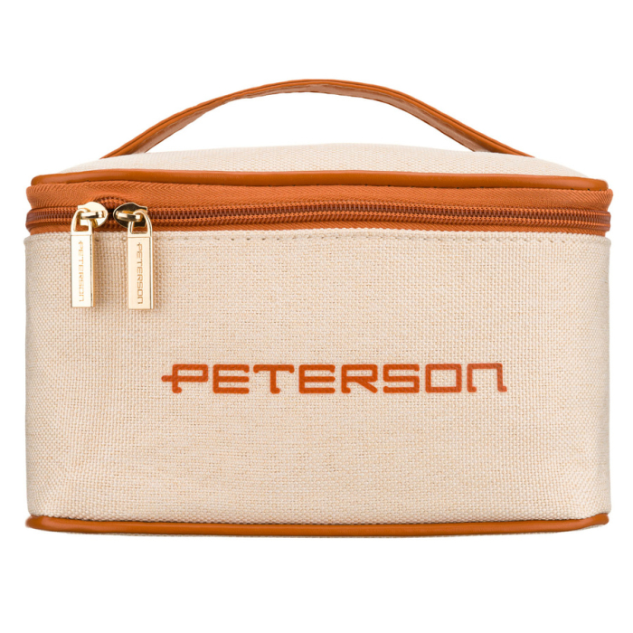 Geantă cosmetică din material sintetic bej și maro, cu mâner și închidere cu fermoar - Peterson PTR-PTN KOS-DA-16-3491 B [2]