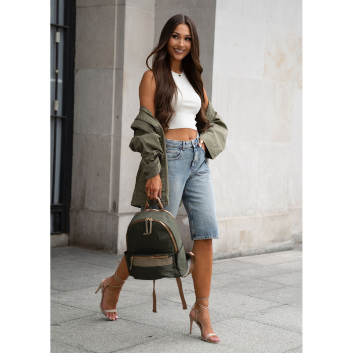 Rucsac verde, urban, pentru femei, din poliester, cu fermoare - Peterson PTR-PTN JN-11-0177 GREEN [2]