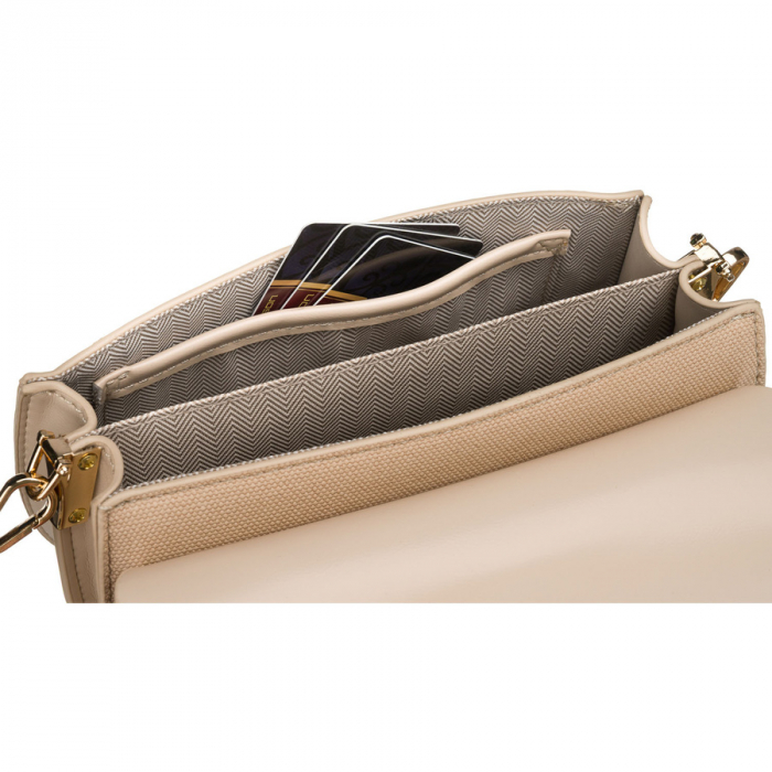 Geantă de damă bej în formă de potcoavă, cu închidere cu clip magnetic - Peterson PTR-PTN PIWONIA BEIGE [7]