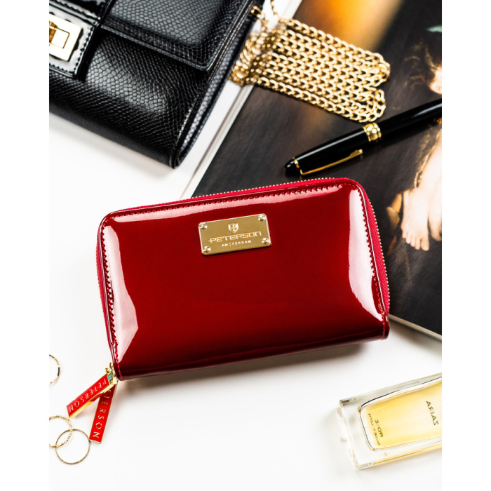 Portofel de damă cu fermoar, mărime medie, roșu, din piele ecologică lăcuită - Peterson PTR-PTN 007-BC-7274 [3]
